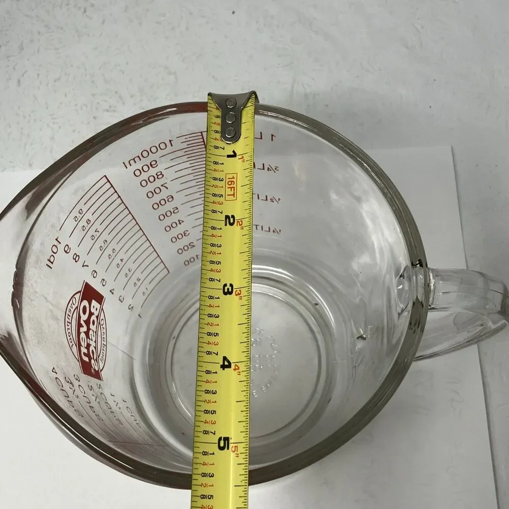 Anchor Hocking #499 Oven Basics 32 oz/4 Cups/1 Quart Measuring Cup Red Letters